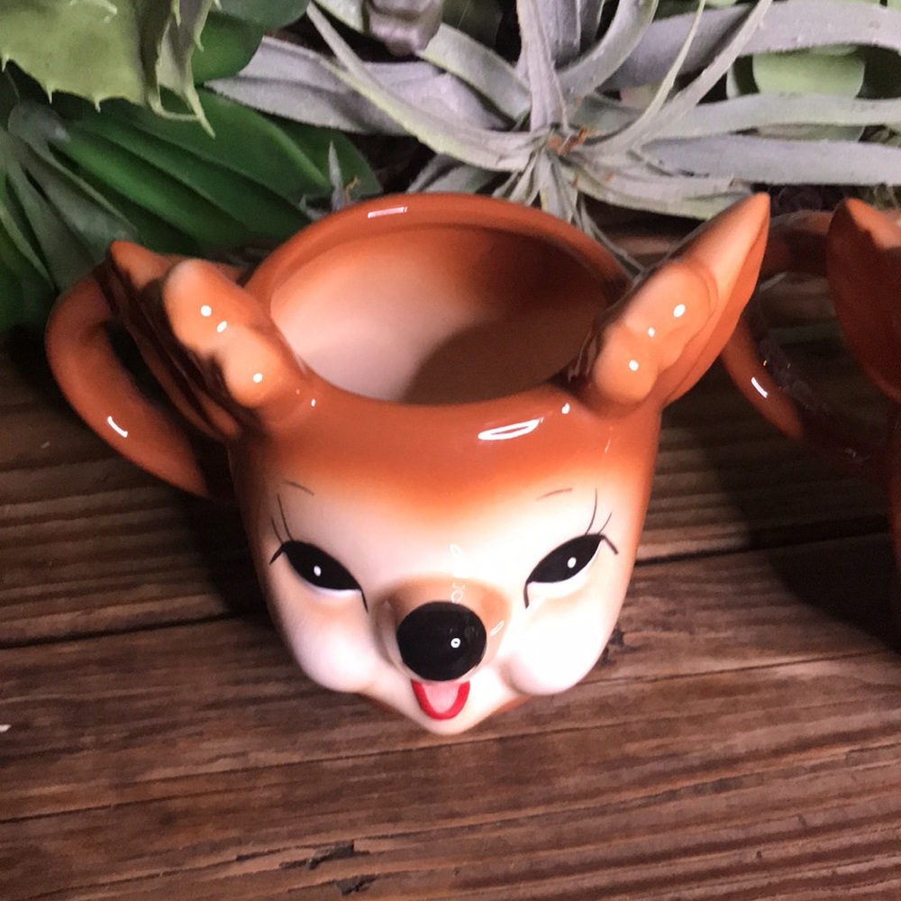 Pottery Barn Handcrafted Cute Cheeky Reindeer Holiday Mugs 12oz - Set of 4 - Picture 9 of 17